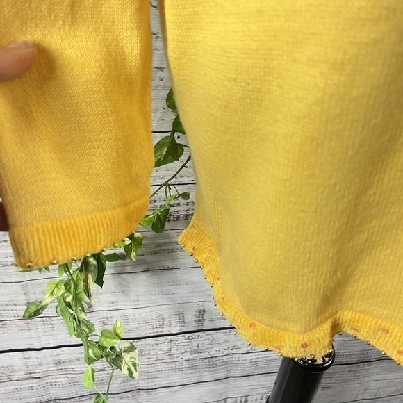 The Quacker Factory Sweater Plus size 1X Yellow Butterfly Sequins Beads Summer - Picture 10 of 15
